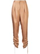 Tibi Ankle String Pleated Trousers - Brown
