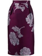 Alexander Mcqueen Floral Jacquard Pencil Skirt - Purple