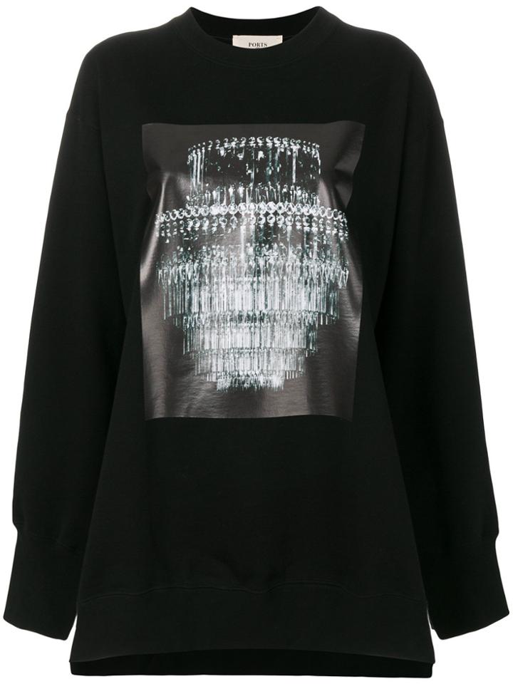 Ports 1961 Chandelier Print Oversized Sweatshirt - Black