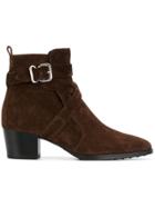 Tod's Buckle Strap Ankle Boots - Brown