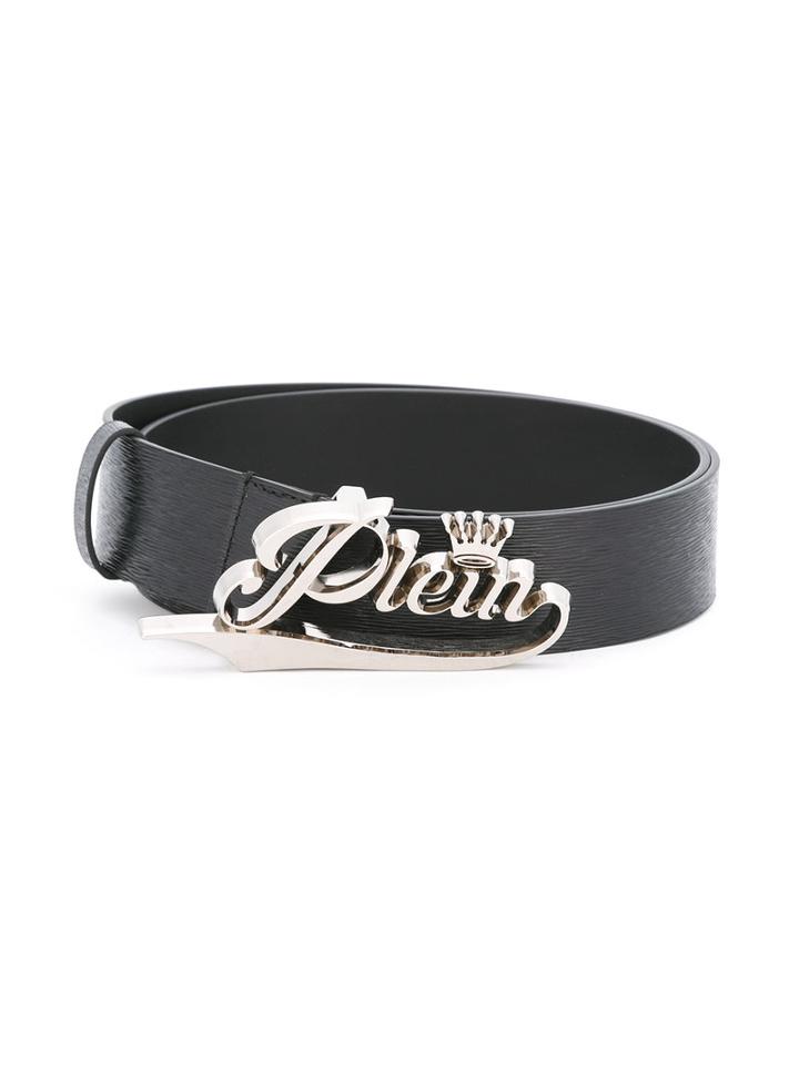 Philipp Plein Logo Belt, Men's, Size: 95, Black, Leather/metal (other)