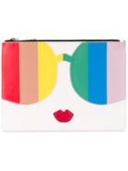Alice+olivia - Contrast Figure Clutch Bag - Women - Leather - One Size, White, Leather