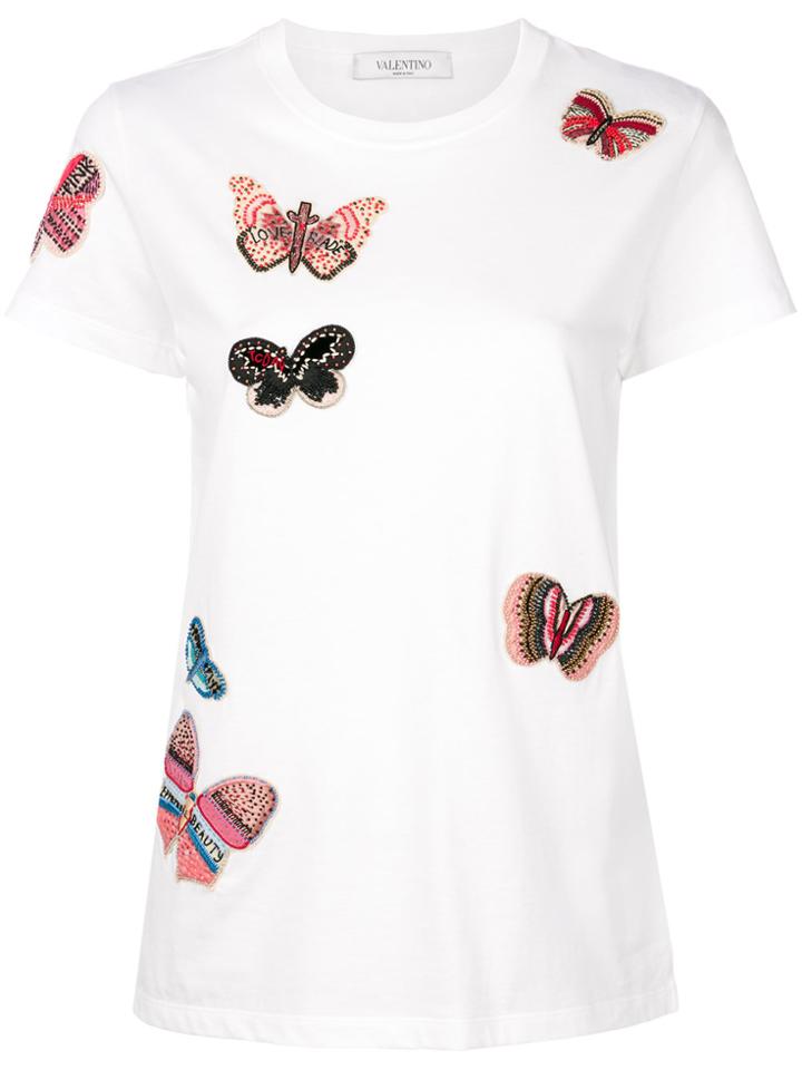 Valentino Embroidered Butterfly T-shirt - White