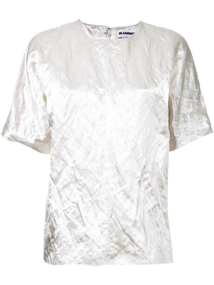 Jil Sander - Wrinkled T-shirt - Women - Cotton/viscose/metal - 36, Grey, Cotton/viscose/metal