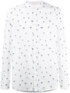 Paolo Pecora Palm Print Shirt, Men's, Size: 42, White, Cotton