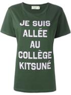 Maison Kitsuné Message Print T-shirt, Women's, Size: Small, Green, Cotton