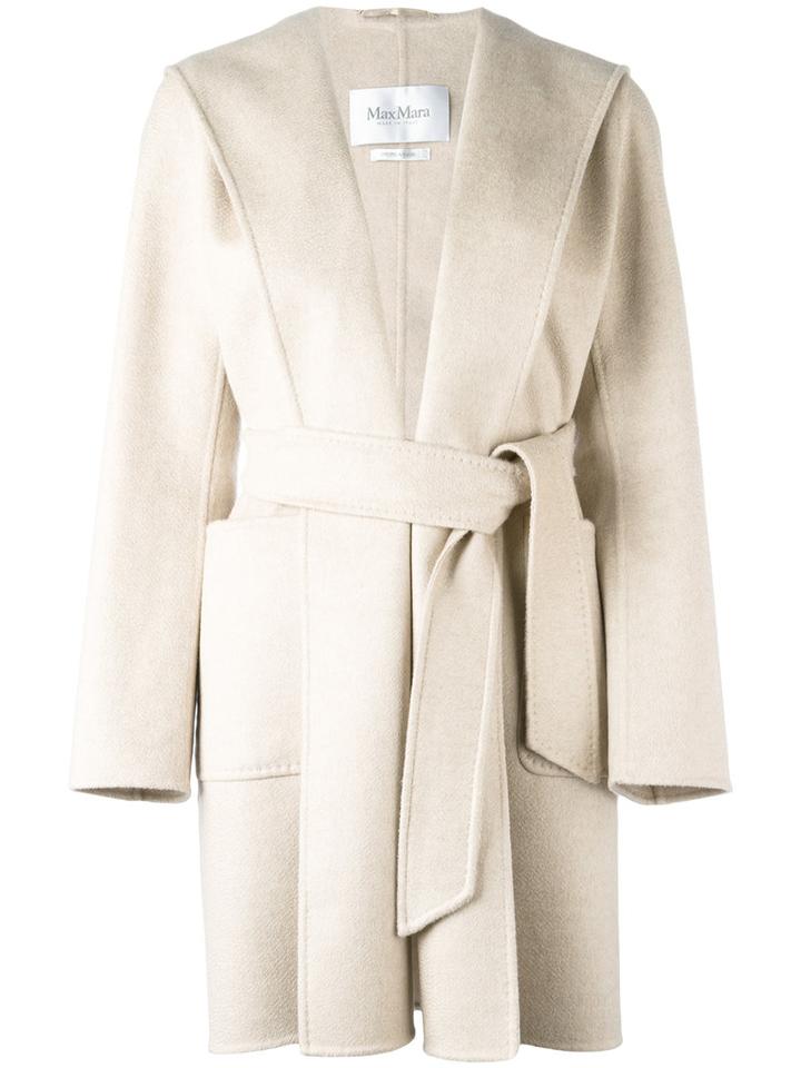 Max Mara Belted Coat, Women's, Size: 38, Nude/neutrals, Cashmere/wool