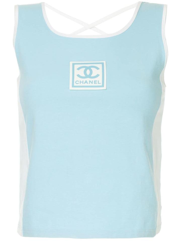 Chanel Vintage Sleeveless Logo Top - Blue