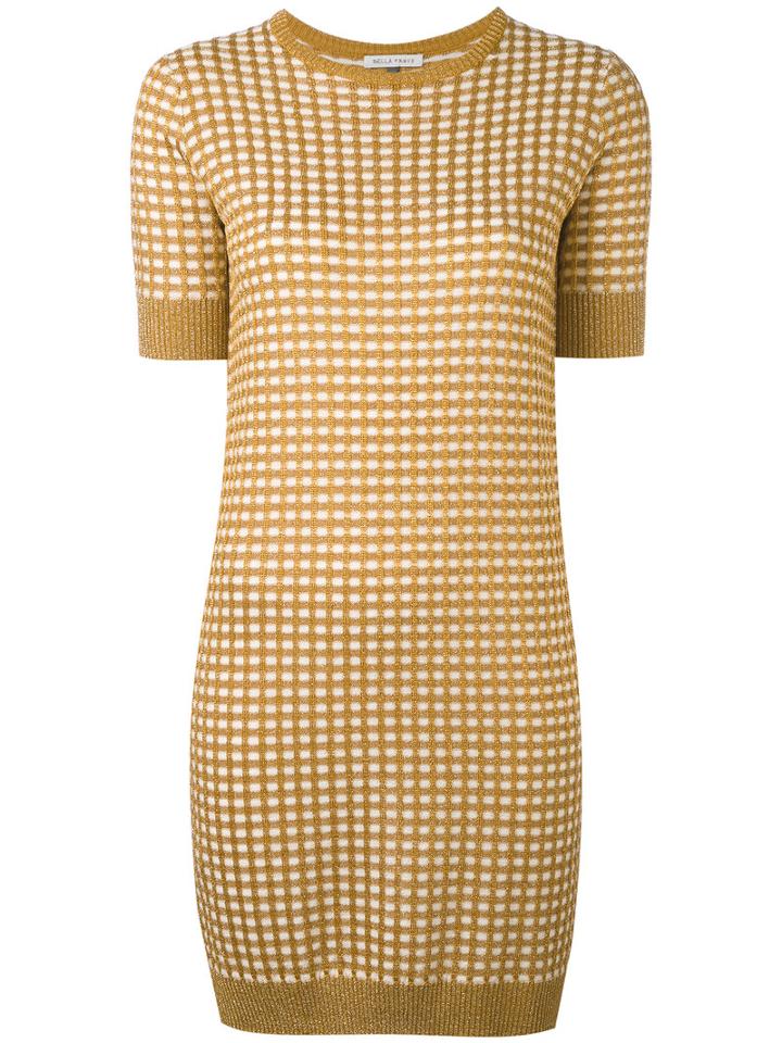 Bella Freud - Sparkle Gingham Knit Dress - Women - Rayon/wool/metallic Fibre - Xs, Nude/neutrals, Rayon/wool/metallic Fibre