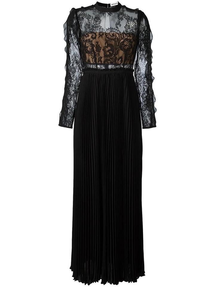 Self-portrait Lace Panel Gown, Women's, Size: 12, Black, Polyester/polyamide/cotton