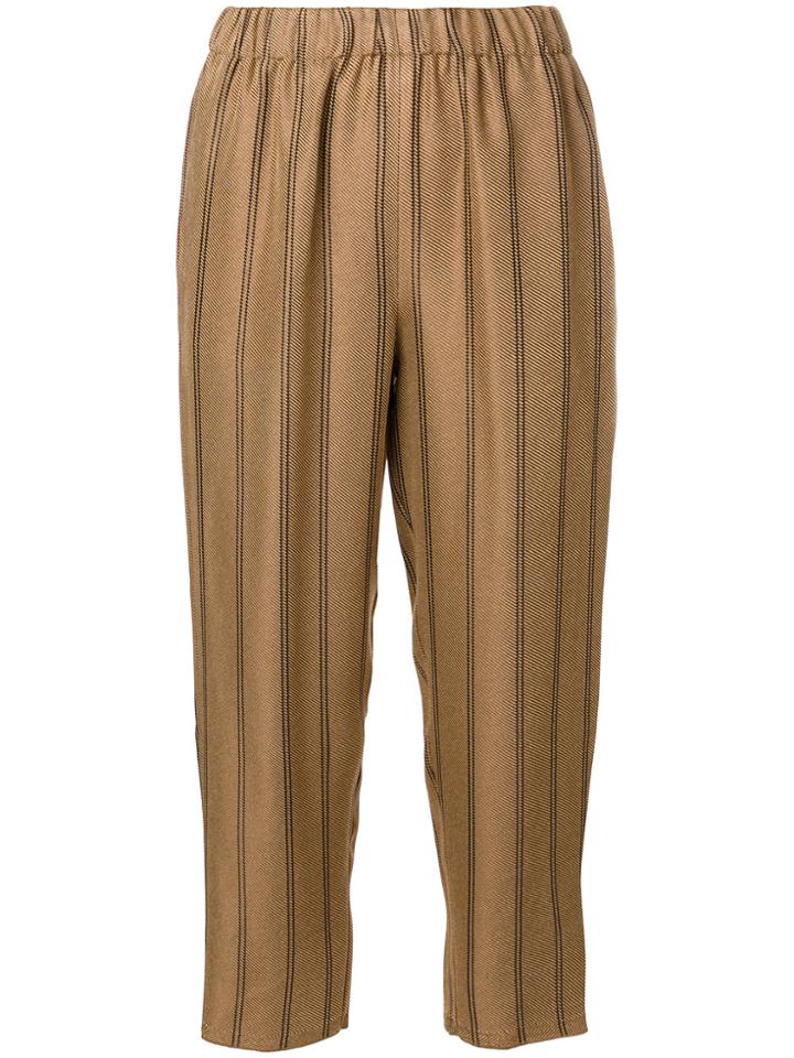 Forte Forte Pinstripe Cropped Trousers - Brown