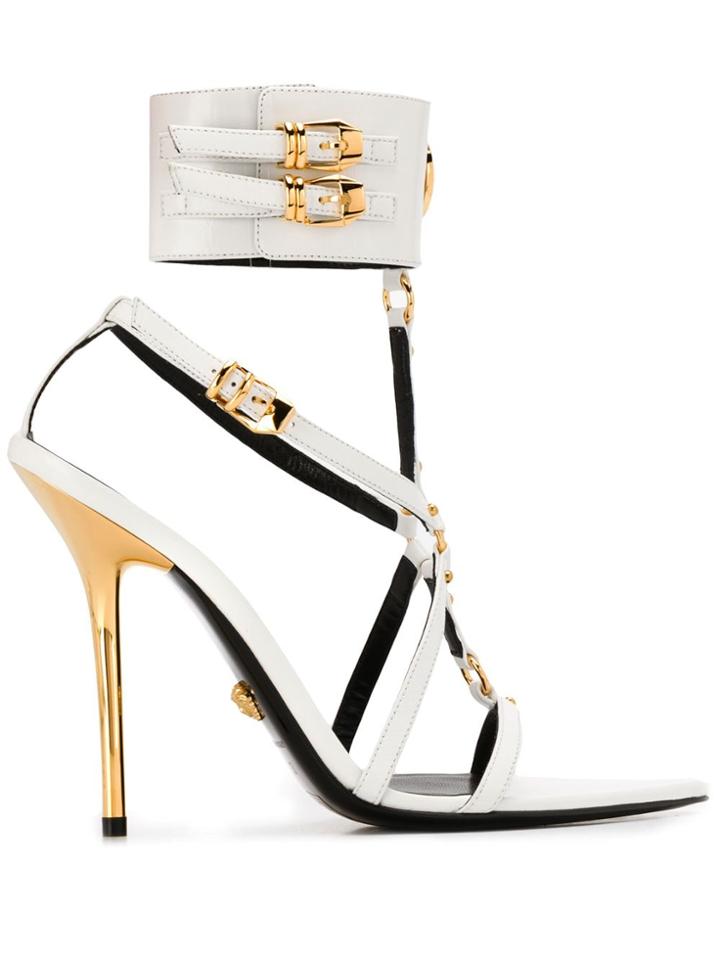 Versace Medusa Pointed Toe Sandals - White