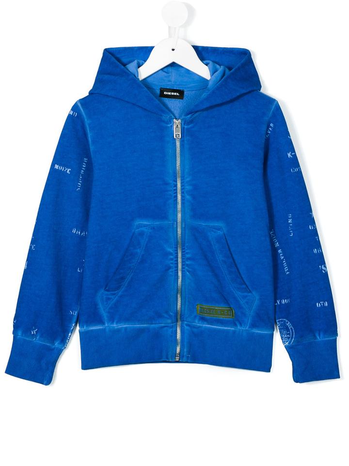 Diesel Kids - Printed Hoodie - Kids - Cotton - 8 Yrs, Boy's, Blue