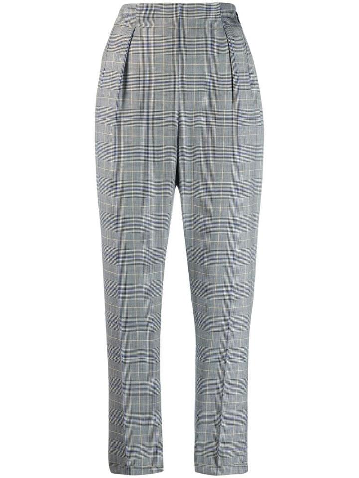 Ps Paul Smith High Waisted Checked Trousers - Grey
