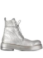 Marsèll Metallic Military Boots - Silver