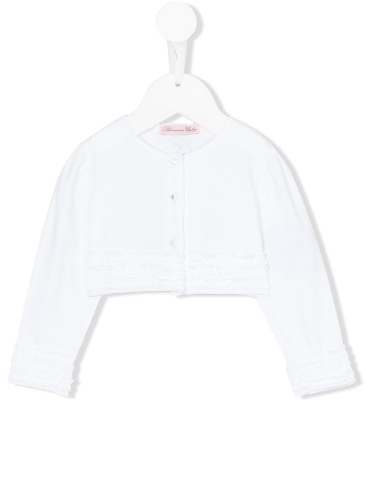 Miss Blumarine - Round Neck Cardigan - Kids - Cotton - 18 Mth, White