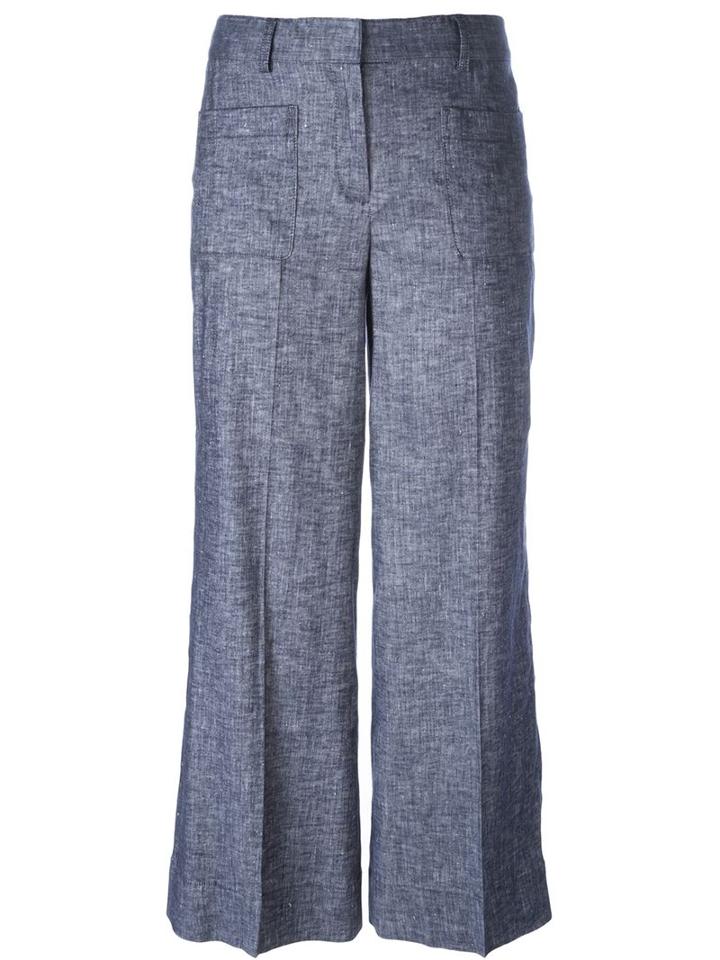Theory Front Pleat Culottes, Women's, Size: 6, Blue, Linen/flax/viscose/spandex/elastane/cotton