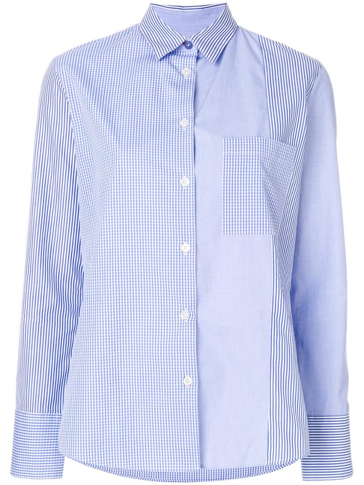 Ps By Paul Smith Check And Stripe Panel Shirt - Blue