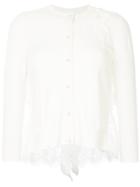 Onefifteen Floral Lace Patch Buttoned Cardigan - White
