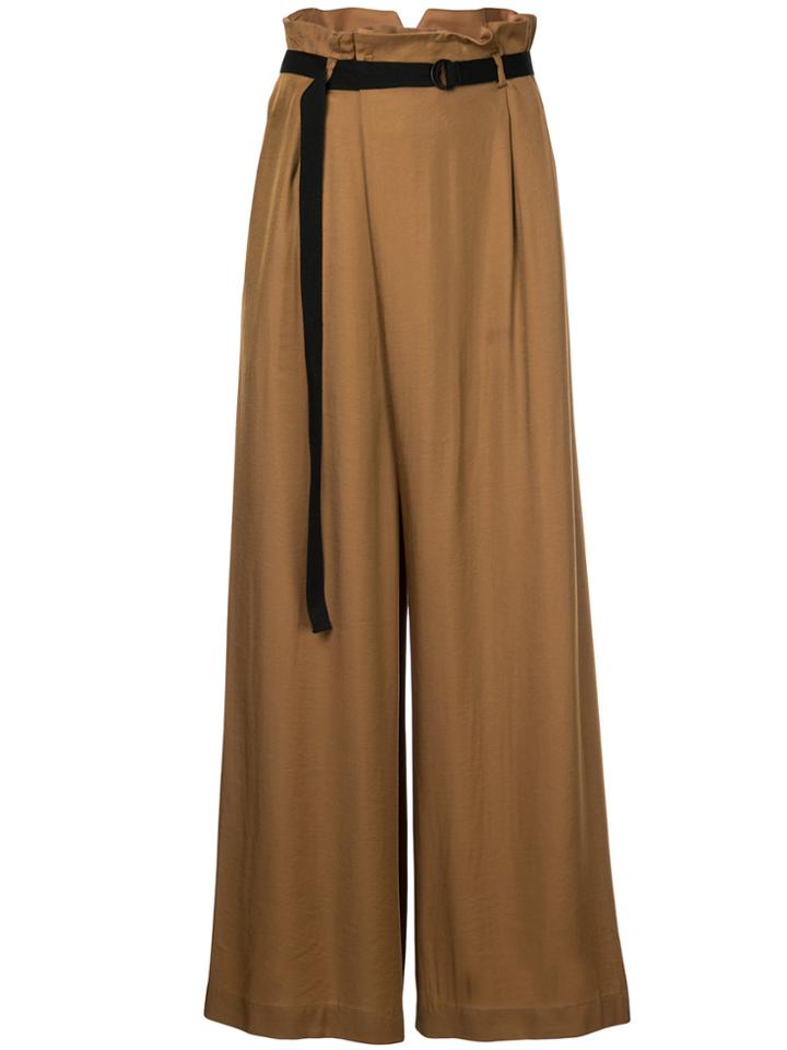 Aula High Waisted Flared Trousers - Brown