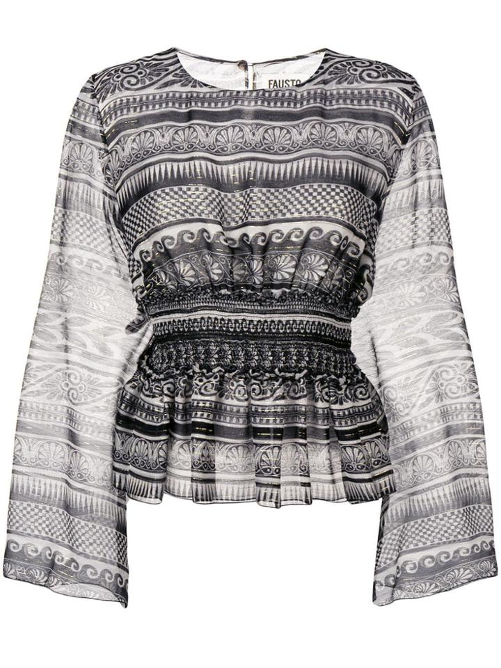 Fausto Puglisi Geometric Pattern Blouse - Black