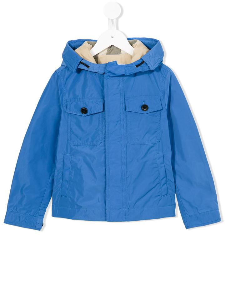 Burberry Kids Hooded Raincoat, Boy's, Size: 12 Yrs, Blue