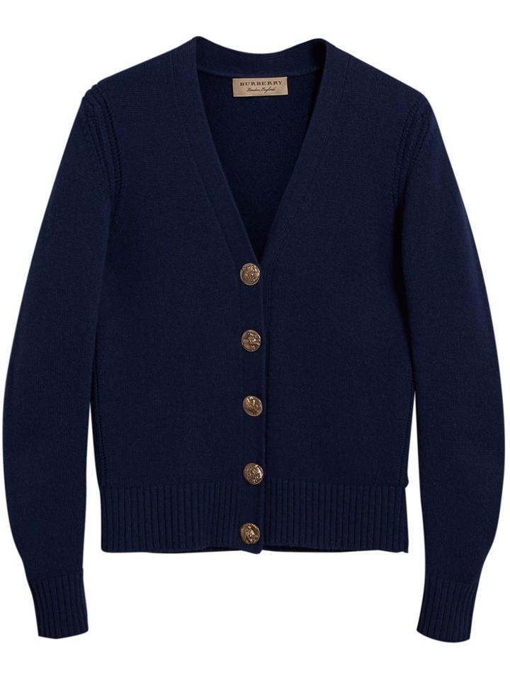 Burberry Bird Button Cashmere Cardigan - Blue