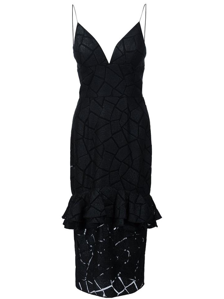 Christian Siriano Geometric Ruffled Peplum Dress, Women's, Size: 4, Black, Polyester