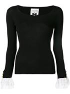 Edward Achour Paris Lace Cuff Sweater - Black