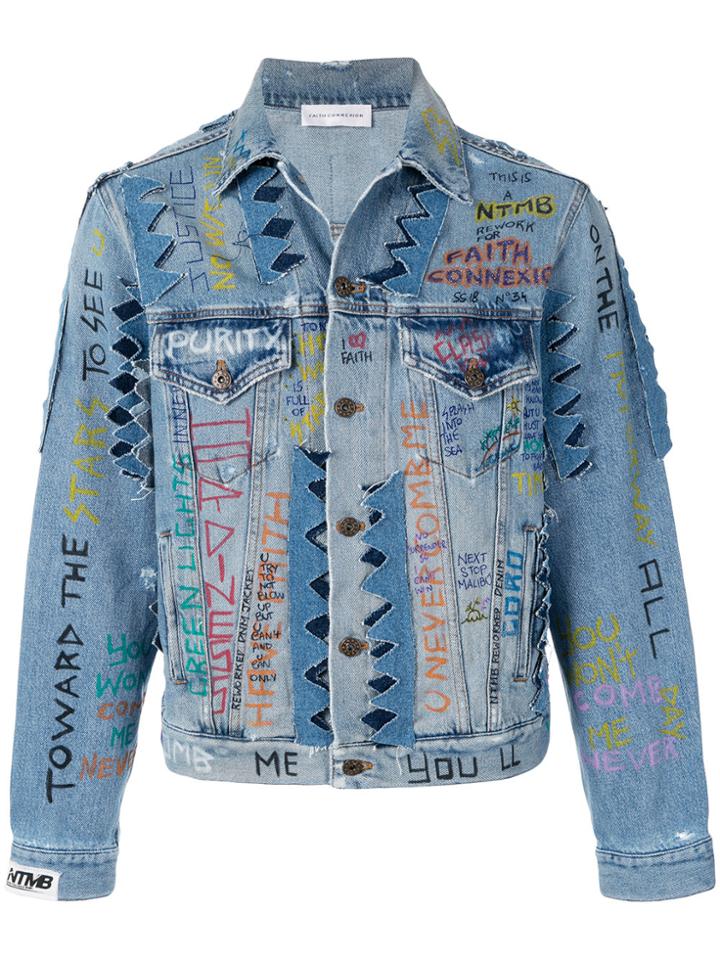 Faith Connexion Vintage Painted Denim Jacket - Blue