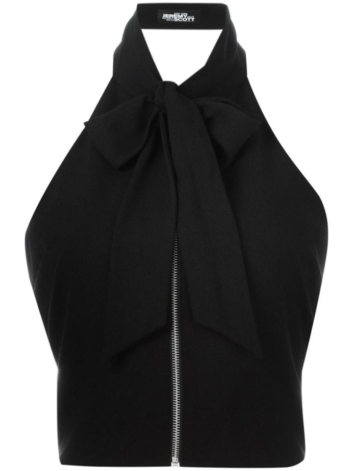 Jeremy Scott Pussy Bow Halterneck Top, Women's, Size: 42, Black, Polyester