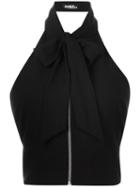 Jeremy Scott Pussy Bow Halterneck Top, Women's, Size: 42, Black, Polyester