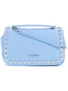 Studded Logo Shoulder Bag - Women - Polyurethane - One Size, Blue, Polyurethane, Love Moschino
