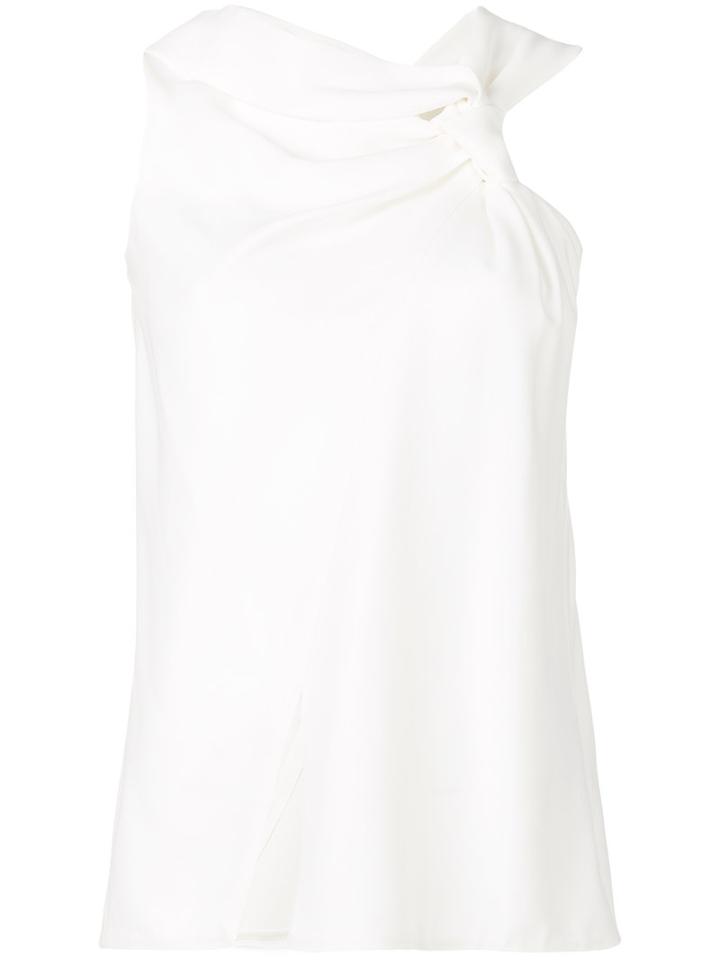 Victoria Beckham - Knotted Trim Top - Women - Spandex/elastane/acetate/viscose - 8, White, Spandex/elastane/acetate/viscose