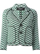 Dsquared2 Chevron Pattern Blazer, Women's, Size: 42, Green, Polyester/polyamide/viscose