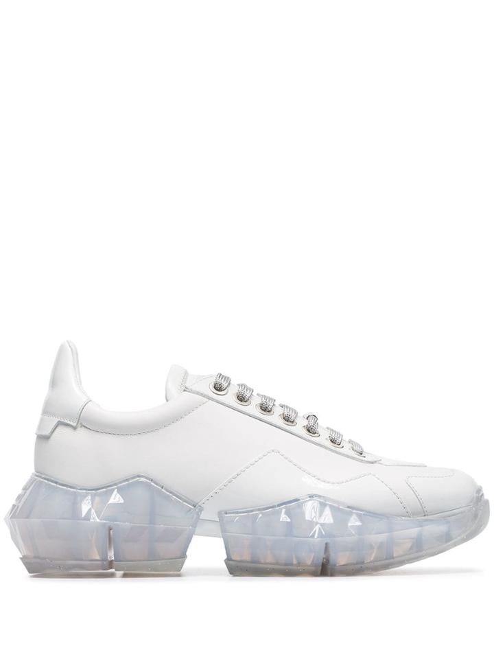 Jimmy Choo White Diamond Leather Low-top Sneakers