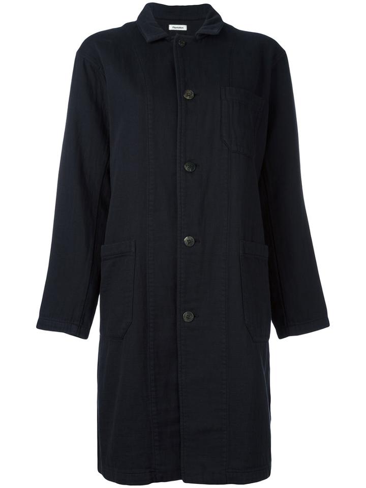 Plantation - Shawl Lapel Midi Coat - Women - Cotton - M, Black, Cotton