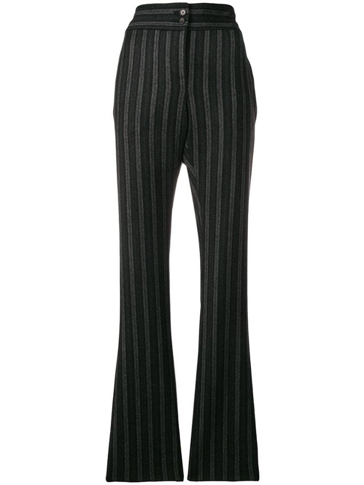Romeo Gigli Pre-owned Stripe Flared Tailored Trousers - Black