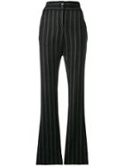 Romeo Gigli Pre-owned Stripe Flared Tailored Trousers - Black
