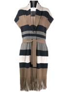 Brunello Cucinelli Striped Cardi-coat - Blue