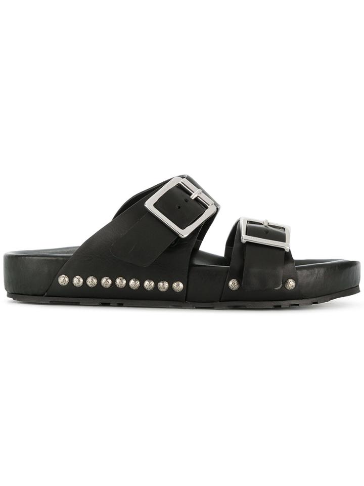 Alexander Mcqueen Buckled Slides - Black