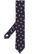 Lardini Dot Embroidered Woven Tie - Blue