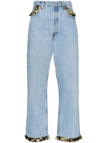 Rentrayage Elise Brocade Frill-trimmed Jeans - Blue