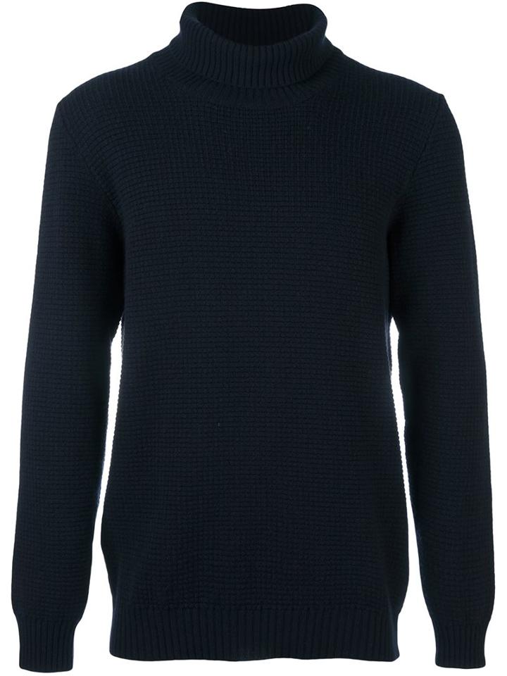 Massimo Alba Roll Neck Jumper, Men's, Size: Small, Blue, Cashmere