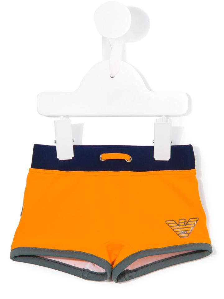 Armani Junior - Swim Shorts - Kids - Polyamide/spandex/elastane - 24 Mth, Yellow/orange