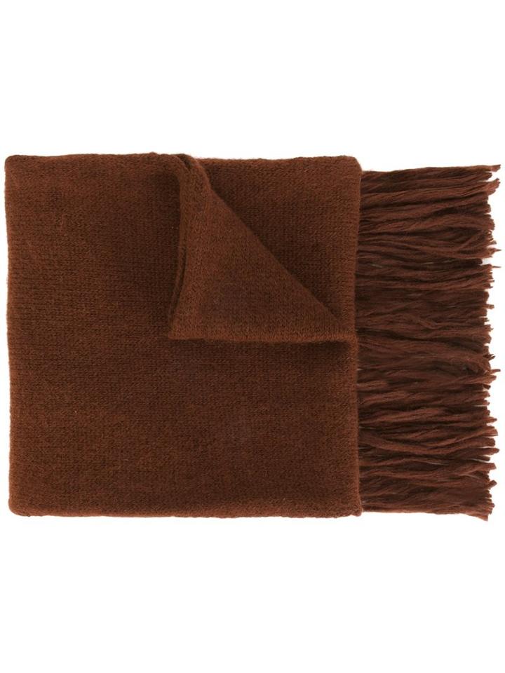 Ami Alexandre Mattiussi Scandinavian Pattern Knitted Scarf, Men's, Brown, Nylon/wool/alpaca