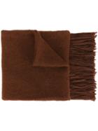 Ami Alexandre Mattiussi Scandinavian Pattern Knitted Scarf, Men's, Brown, Nylon/wool/alpaca
