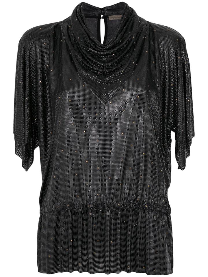 Versace Vintage Metallic Draped Blouse