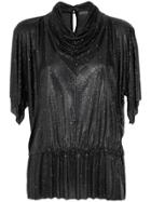 Versace Vintage Metallic Draped Blouse