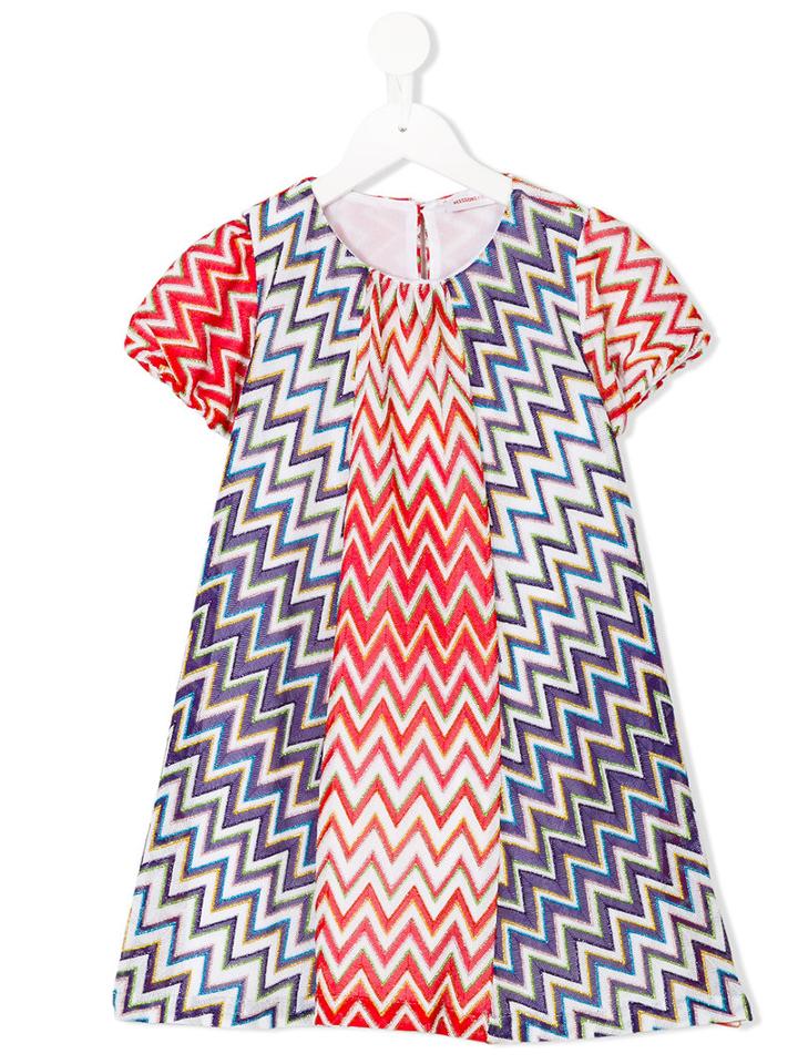 Missoni Kids - Metallic (grey) Zigzag Shift Dress - Kids - Polyester/viscose - 10 Yrs